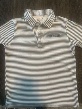 Striped Polo Top in White and Gray for Kids TPC The Players golf